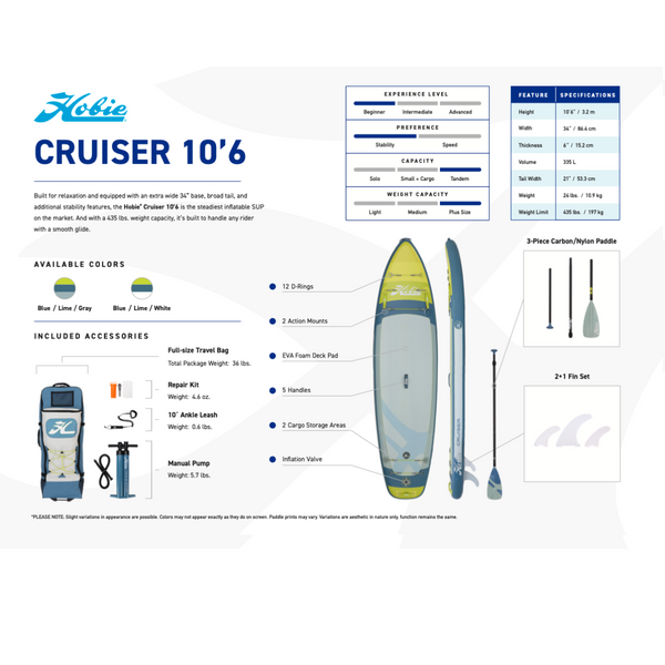 HOBIE CRUISER Inflatable Paddle Board with accessories  Lifestyle