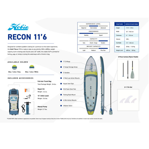 HOBIE RECON Inflatable Paddle Board with accessories  Lifestyle