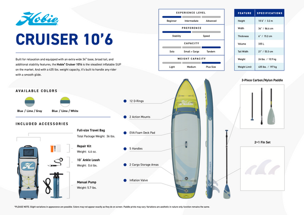 HOBIE CRUISER Inflatable Paddle Board with accessories  Lifestyle