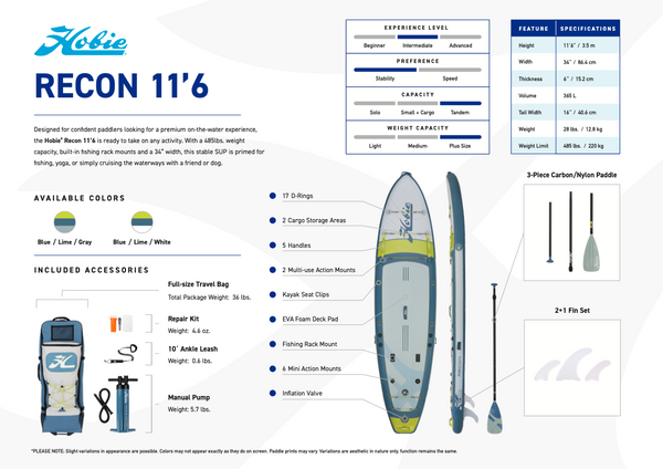 HOBIE RECON Inflatable Paddle Board with accessories   Lifestyle