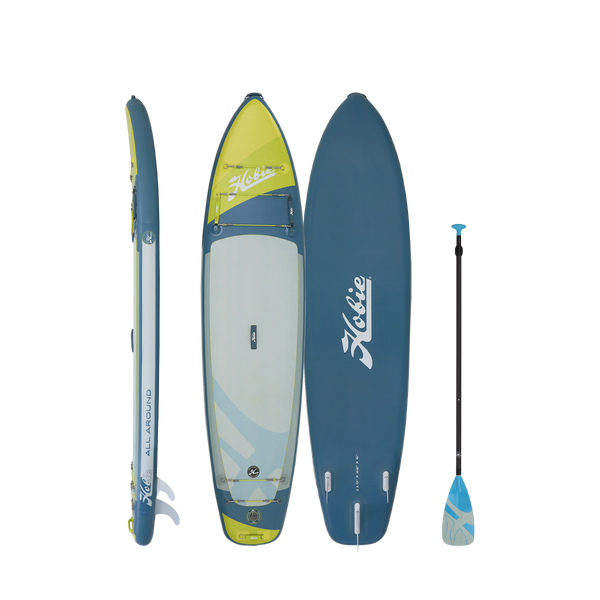HOBIE ALL AROUND 11' Inflatable Paddle Board  Blue Lime Gray