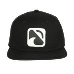 BLACKFIN SNAPBACK HAT from the front | Black/White