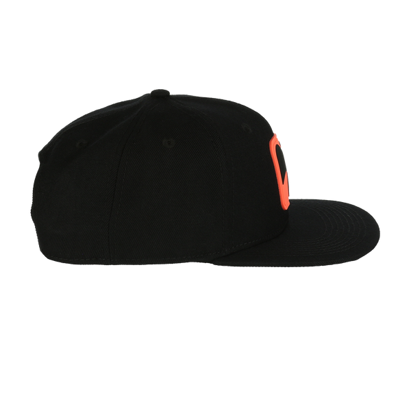 BLACKFIN SNAPBACK HAT from the right side  Black/Coral