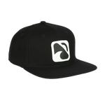 BLACKFIN SNAPBACK HAT from the front | Black/White