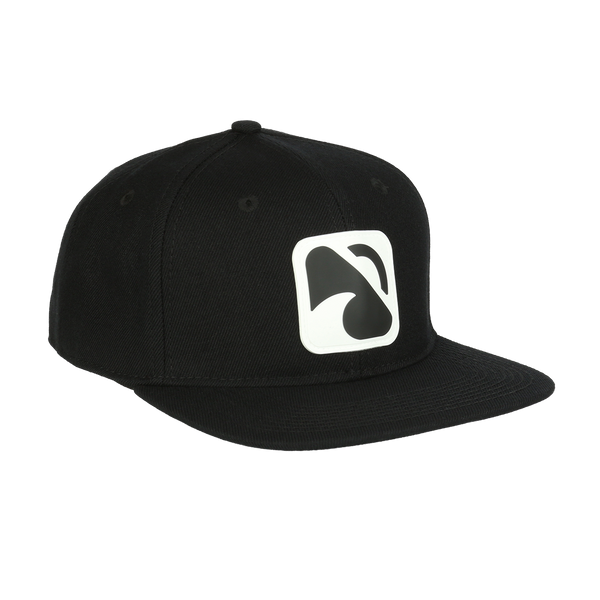 BLACKFIN SNAPBACK HAT from the front  Black/White