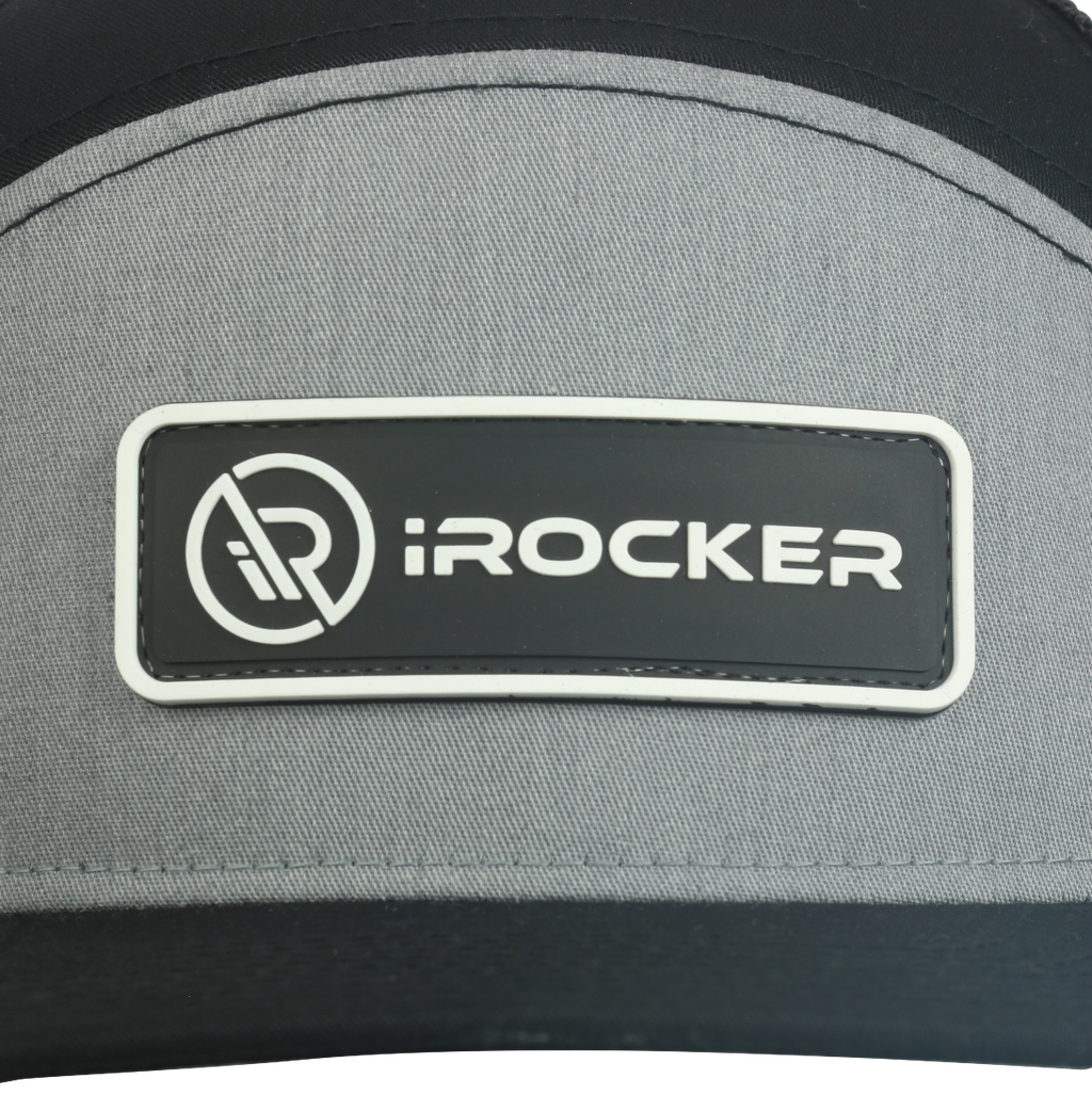 iROCKER Trucker Snapback Hat 2022 close up logo