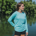 Young woman wearing ECO SOL LONG SLEEVE SHIRT | Lifestyle