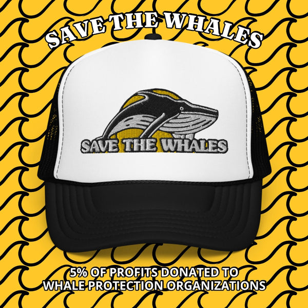 Save the Whales Foam Trucker Hat  Black/  White / Black