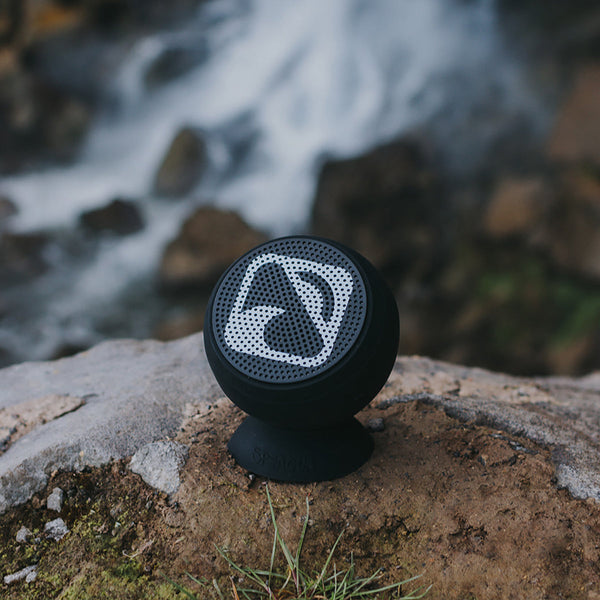 Waterproof speaker from the front with Blackfin logo